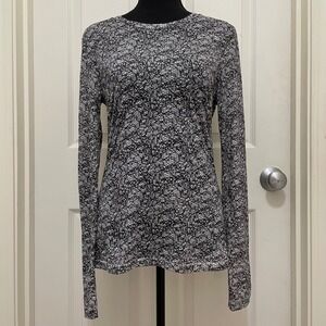 Rag & Bone Abstract Lace Print Long Sleeve Top Casual Lightweight Semi Sheer M